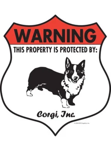 Warning! Corgi Property Protected - Beware Dog Aluminum Dog Sign - 7" x 8" - Picture 1 of 4
