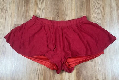 Pantalones Cortos Altar’d State Para Mujer S Pequeños Rojo Mezcla de Lino Frente Plano Informales Verano Foto 1 de 4