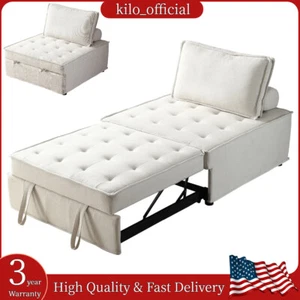 Folding Linen Fabric Sofa Bed Convertible Multipurpose Lazy Couch Bed 3-in-1 Bed - Picture 1 of 12