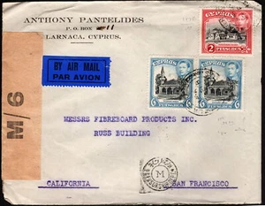 Cyprus (Larnaca) - 1945 - Airmail Censored Cover to San Francisco United States - Picture 1 of 2
