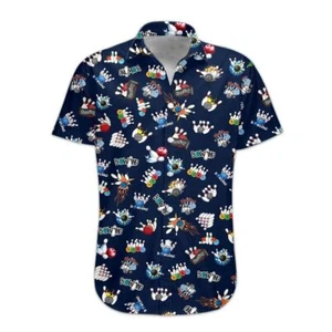 3D Bowling Aloha Hawaiian Shirt Colorful Short Sleeve Summer Beach Casual Shirt - Picture 1 of 2