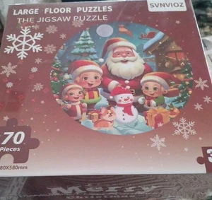 NUOVO puzzle natalizio rotondo Babbo Natale pupazzo di neve puzzle da pavimento giocattoli per bambini - Foto 1 di 5