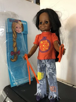 MUÑECA RARA VINTAGE IDEAL AFROAMERICANA 16” “TERCIOPELO” PELO CRECIDO 1969 Foto 1 de 4