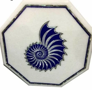 12'' antique white Marble Center coffee Table Top multi Stone Inlay Art Decors - Picture 1 of 5