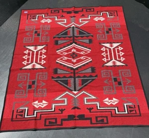Red Pendleton Blanket Beaver State Robes and Shawls Aztec Wool 77x67 Vintage - Picture 1 of 8