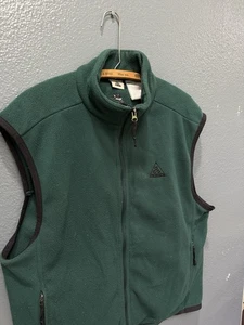 Vintage 90’s Nike ACG Forest Green Fleece Zip Vest Men’s XL - Picture 1 of 4