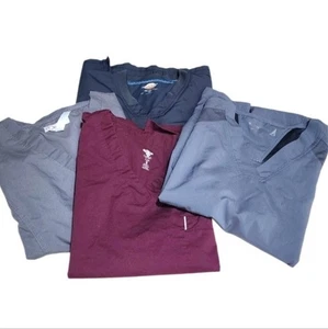 LOT OF 4 WOMEN’S SCRUB TOPS SIZE MEDIUM  VARIETY COLORS NURSING HOSPITAL UNIFORM - Picture 1 of 12