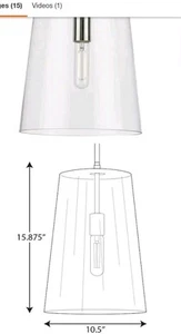 Progress Lighting P500242-104 Clarion 15-7/8"X 10-1/2" 60W Pendant - Nickel - Picture 1 of 9
