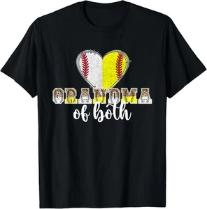 Grandma Of Both Heart Softball Baseball Grandma T-Shirt Hoodie - Picture 1 of 16
