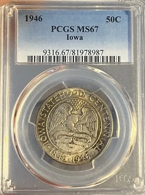 1946 PCGS MS67 Iowa Silver Commemorative Half Dollar - Image 1 of 4