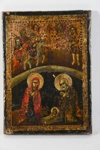 N84R16- Antike griechische Ikone Geburt Christi 19. Jh. - Picture 1 of 12