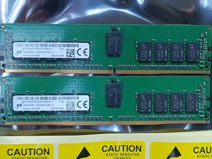 32GB (2x 16GB) Micron 2Rx8 PC4-2400T DDR4 ECC Reg Server MTA18ASF2G72PDZ-2G3B1 - Picture 1 of 5