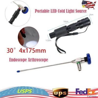 Endoscopio rígido artroscopio sinuscopio nasal 4X175 mm 30 ° con fuente de luz fría LED Foto 1 de 4