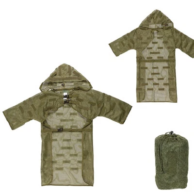 Netzmantel mit Schlaufen Tarnung oliv Umhang Jacke Sniper Hunter Tarnmantel - Bild 1 von 4
