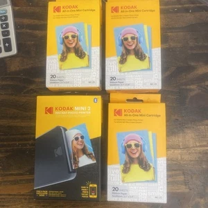 Kodak Mini 2 HD Bluetooth Wireless Bundle Instant Photo Printer + 3 Cartridge - Picture 1 of 3