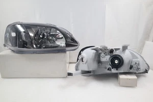 For 99-00 Honda Civic Type R Style EK9 EK4 JDM gunmetal chrome Headlights CTR Si - Picture 1 of 6