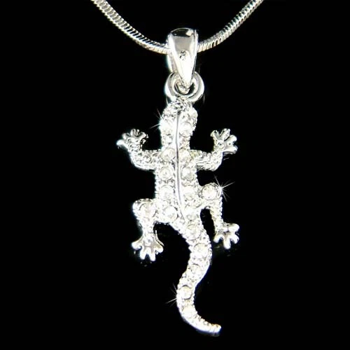 Collar de cadena con dije de cristal de Swarovski hecho con gecko salamandra REPTILE lagarto Foto 1 de 1