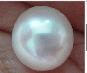 HUGE 11-12MM ROUND NATURAL SOUTH SEA GENUINE WHITE LOOSE PEARL FULL DRILLED - Picture 1 of 3