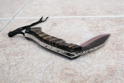 Cuchillo Kukri plegable hecho a mano Citadel cuerno escalas marco bloqueo 9,5" OA ¡Excelente! Foto 1 de 4