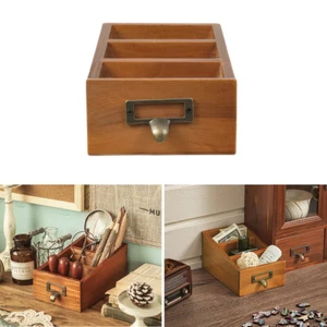 TV Remote Control Holder Wooden Storage Box Home Desk Makeup Container Organizer - Picture 1 of 9
