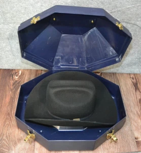 Vintage Larry Mahan Ridgetop 3 Cowboyhut Größe 6-7/8 XXX schwarz 4" 90er USA mit Etui - Bild 1 von 24