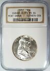 1957 FRANKLIN SILVER HALF DOLLAR NGC MS 64 DOUBLE CURVED CLIPS MINT ERROR CLIP