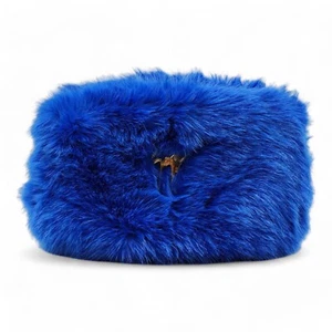Giuseppe Zanotti Faux Fur Shoulder Bag Clutch with logo Blue - New $840 - Picture 1 of 6