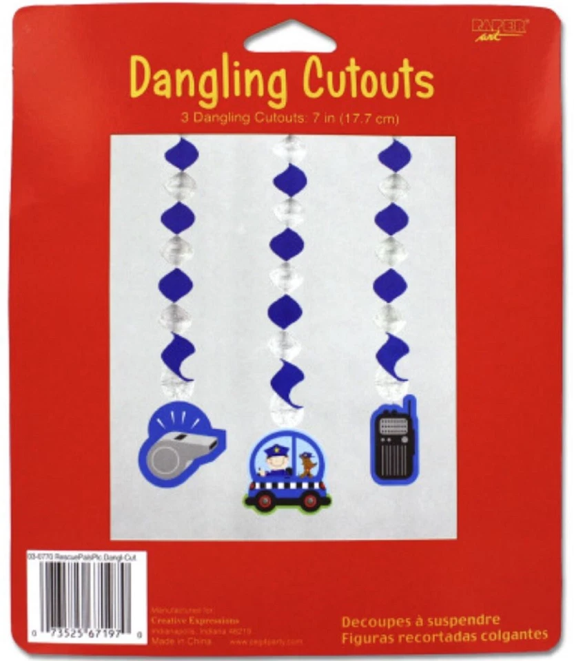 Rescue Pals Dog Police Officer Kids Birthday Party Decoration Dangling Cutouts - Image 1 of 1