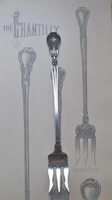 Horquilla Gorham CHANTILLY Sterling Oyster ☛ Cordones aplicados ☚ Pat. Monograma 1895 Foto 1 de 4