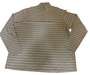 Camisa Lands End para mujer 1X peltre brezo rayas manga larga cuello falso - Imagen 1 de 5