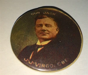 Raro Antiguo Australiano Famoso Viajero y Altavoz J. J. Virgo CBE Pinback Botón - Imagen 1 de 8