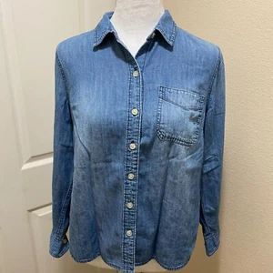 OLD NAVY Womens Classic Shirt Denim Button up Top Long Sleeve - Sz Small - Bild 1 von 9