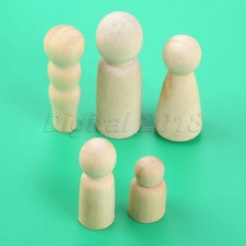 5Pcs Family People Unfinished Blank Wooden Peg Doll Kid Creative Toy Craft
