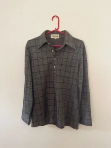 Vintage long sleeve polo medium fit grey burgundy - Picture 1 of 3