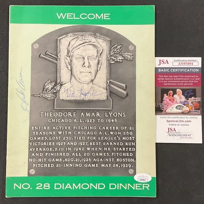 Hank Aaron & Ted Lyons Signed x2 MLB Program JSA w/COA No 28 Diamond Dinner HOF! - Image 1 of 4