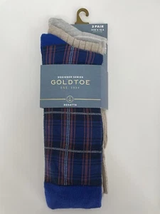 Gold Toe Men's Dress Socks Designer Series Sz 6-12.5 Plaid Tan Grey Golf Dinner - Picture 1 of 3