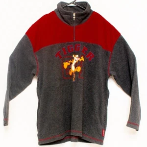 VTG Tigger Women's Embroidered 1/4 Zip Fleece Jacket Size M Grey Pooh Disney - Picture 1 of 5