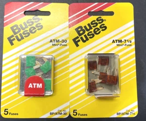 10- Buss Fuses, 5- BP/ATM-30, 5- BP/ATM-7-1/2 Fast Acting Mini-Fuse Free US Ship - Picture 1 of 3