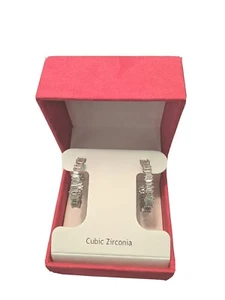 *NEW* Nanette Lepore Cubic Zirconia  Hoop Earrings in Beautiful Pink Gift Box! - Picture 1 of 5