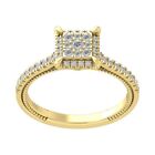 10k Yellow Gold 0.5ct Diamond Halo Engagement Ring Size 7