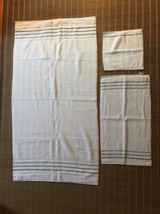 HOTEL COLLECTION 100% COTTON BORDELINE "SET OF 3" WASHCLOTH, HAND & BATH TOWELS - Picture 1 of 11