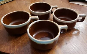 4 WESTERN STONEWARE WS MAPLE LEAF BROWN DRIP GLAZE SOUP CHILI CROCK BOWLS - Picture 1 of 4