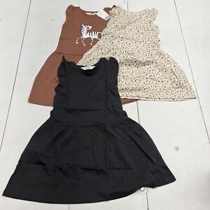 H&M Brown/Black/Ivory 3 Pack Girls Dresses Size 6/7 NEW