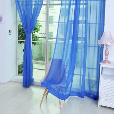1 PCS Pure Color Tulle Door Window Curtain Drape Panel Sheer Scarf Valances i - Image 1 of 4
