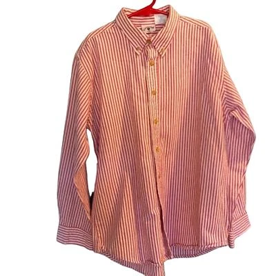 CAMISA KITESTRINGS Niños BOTÓN ABAJO ROJO BLANCO Rayas, Talla 14, Usada en Excelente Condición Foto 1 de 4