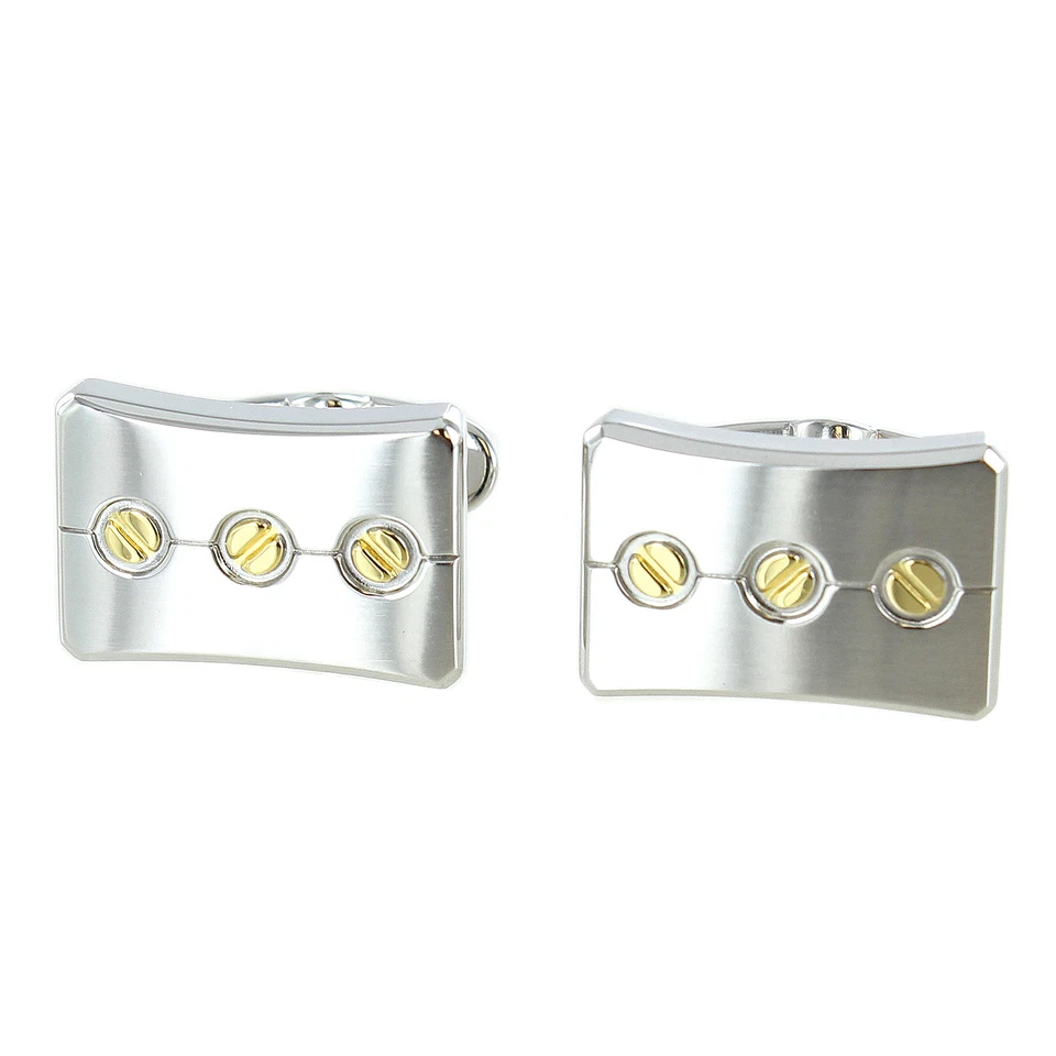 Rochet Roma Screw Modern Mens Gold Plated Stainless Steel Elegant Cuff Links Foto 1 de 1