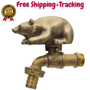 Vintage Faucet Brass Garden Tap Water Bear Spigot Home Outdoor Decor Yard - Picture 1 of 4