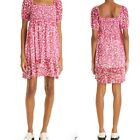 Baum Und Pferdgarten Pink Leopard Puff Sleeve Mini Dress Size XS
