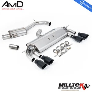 Milltek MK7 Golf R Exhaust Cat Back Resonated System Valved Black Tips SSXVW400 - Picture 1 of 3