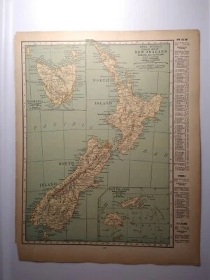 1929 Vintage NEW ZEALAND Atlas Map Original Antique Rand McNally Premium Atlas - Image 1 of 4